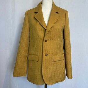 NWT The Great The Blazer Jacquard Suit Jacket Size S 4-6 Mustard Yellow Chevron